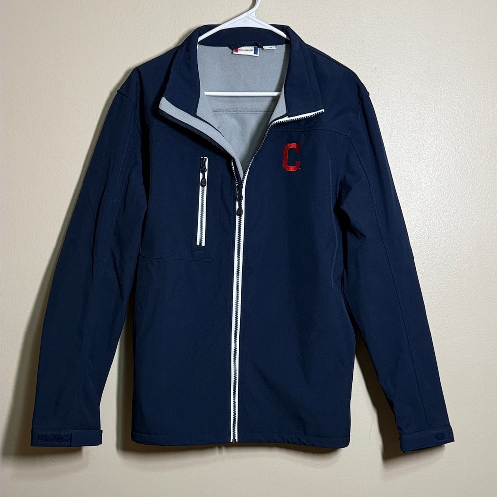 Clique Adult Medium Cleveland Indians Navy Full Zip Softshell Fleece Jacket